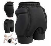 Vollornor Hip Protector Shorts for Elderly Fall Prevention with EVA Padding | Discreet 4-point protection zone with breathable black fabric for under-clothing wear, ideal for post-surgery recovery and