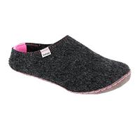 Vollsjö Women Slippers Made Of Felt, House Shoes Dark Gray Shoes For Ladies, Comfortable House Footwear, Felt Slippers, Casual Shoes, Home Slippers, Made In The EU, 6, Dark Grey-Pink