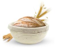 Vollum Banneton Bread Proofing Basket Sourdough Proofing Basket for Beginners & Professional Bakers, Handwoven Rattan Cane Bread Maker for Artisan Breads, 8.5 x 3 Inch, 1-Pound Round Brotform