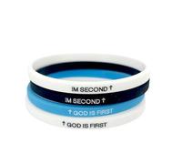 VOLLYOO God Is First Bracelet, GOD IS FIRST IM SECOND Christian Religious Faith Rubber Bracelets Engraved Inspirational Bible Verses Cross Silicone Bracelet For Women Men Gifts, One Size, Silicone, no