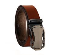 Volmer Genuine Leather Belt for Men and Women | Automatic Ratchet | Automatic Clasp | Leather Belt Width 35 mm 3.5 cm | Can Be Shortened | Belt Model Series: ATG | Waist Size 125 cm, Atg09-brown