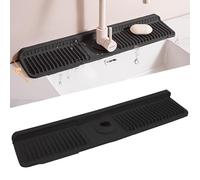 Volminex 6° Slope Kitchen Sink Splash Guard Mat, Silicone Faucet Mat Foldable, Faucet Handle Drip Catcher Tray, Draining Pad Around Tap for Kitchen Bathroom (Black, 60 cm)