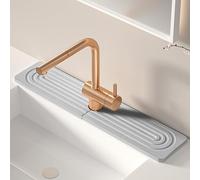 Volminex Diatomite Faucet Mat for Kitchen Sink, Stone Sink Splash Guard Mat, Fast Drying Stone Handle Drip Catcher Tray, Faucet Splash Guard for Kitchen Bathroom Counter (Dark Grey, 23.6" x 3.9")