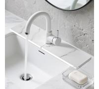 Volminex Diatomite Faucet Mat for Kitchen Sink, Stone Sink Splash Guard Mat, Fast Drying Stone Handle Drip Catcher Tray, Faucet Splash Guard (Vertical Stripe, 15.7" x 3.9")