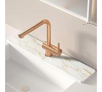 Volminex Kitchen Sink Faucet Mat, Diatomaceous Earth Quick Dry Sink Splashback Drying Mat, Kitchen Faucet Super Absorbent Mat, Quick-Drying Water Absorbing Stone Tray (Golden Marble, 23.6" x 3.9")