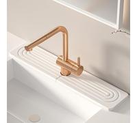 Volminex Kitchen Sink Faucet Mat, Diatomaceous Earth Quick Dry Sink Splashback Drying Mat, Kitchen Faucet Super Absorbent Mat, Quick-Drying Water Absorbing Stone Tray (White, 23.6" x 3.9")