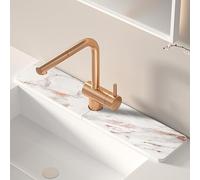 Volminex Kitchen Sink Faucet Mat, Diatomaceous Earth Quick Dry Sink Splashback Drying Mat, Kitchen Faucet Super Absorbent Mat, Quick-Drying Water Absorbing Stone Tray (Rose gold marble, 15.7" x 3.9")