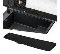 Volminex Silicone Faucet Mat for Sink, Narrow Kitchen Sink Splash Guard, Faucet Handle Drip Catcher Tray, Draining Mat for Sink Protector, Tap Drain Mats for Kitchen Bathroom Counter (Black, 60 cm)