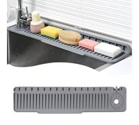 Volminex Silicone Sink Faucet Mat for Single Side, Universal for Left & Right Faucet, Foldable Side Drain Rack, Sink Protector, Tap Draining Mat and Splash Guard for Kitchen (Grey, 65×14.5cm)