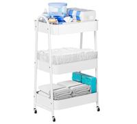 Volnamal Baby Diaper Caddy Organizer | Chic Metal Utility Diaper Cart | Multifunction Essential Newborn Nursery Organizer | Movable Changing Station | Easy Assembly | White