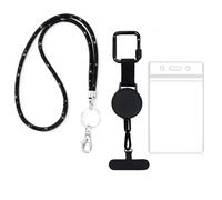 Volnamal Retractable Phone Tether Lanyard Anti-Theft, 23" Steel Cord Phone Strap with Lockable Carabiner & Tether Tab, Mobile Phone Lanyard for Skiing Hiking Essentials, Keychain for Keys