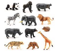 Volnau Mini Safari Animal Toys Figures 12PCS Wild Figurines Miniature for Toddlers Kids Christmas Birthday Gift Plastic Preschool Pack