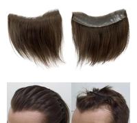 Voloria 100% Human Hair Synthetic Fur Front Wig for Men Natural Hairline Replacement System 2*15cm Medium Brown