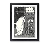 Volpone Adoring His Treasures By Aubrey Beardsley Classic Painting Framed Print | A2 Black Framed Wall Art | Ready to Hang | Classic Historical Picture | Living Room Bedroom Lounge Office