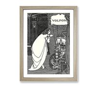 Volpone Adoring His Treasures By Aubrey Beardsley Classic Painting Framed Print | A4 Oak Framed Wall Art | Ready to Hang | Classic Historical Picture | Living Room Bedroom Lounge Office