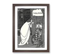 Volpone Adoring His Treasures By Aubrey Beardsley Classic Painting Framed Print | A4 Walnut Framed Wall Art | Ready to Hang | Classic Historical Picture | Living Room Bedroom Lounge Office