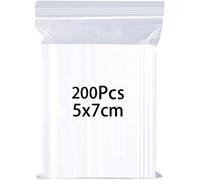 Volsha 5x7cm 100 Grip Seal Bags, 200Pcs Small Clear Plastic Bags, Resealable Storage Pouches, Poly Zip Lock Bags, Perfect for Kitchen Storage, Jewellery, Diamond Painting, Small Cookies and Sweets
