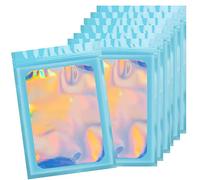 Volsha 8x13cm 100 Grip Foil Ziplock Bags,Blue Small Clear Plastic Bags, Resealable Storage Pouches, Poly Zip Lock Perfect for Kitchen Storage, Jewellery, Diamond Painting, Cookies and Sweets