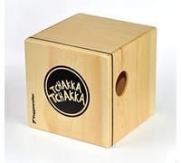 VOLT KazooJon Cube Mini Cajon Bongo Kazoo wood percussion instrument (12 x 12 x 12 cm, birch/pine, patented playing surfaces, with damping element), brown/green