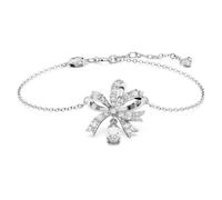 Volta bracelet, Bow, White, Rhodium plated