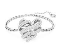 Volta bracelet, Heart, White, Rhodium plated