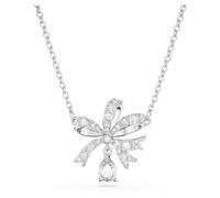Swarovski Volta necklace, Bow, Small, White, Rhodium plated