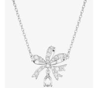 Swarovski Volta necklace, Bow, Small, White, Rhodium plated