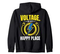 Voltage Is My Happy Place Electrician Lightning Zip Hoodie