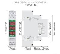 Voltage Meter for DIN Rail Mount, DC 11V-310V LED Digital Display Detector, Single Phase Modular Voltmeter Indicator with Real- (TOVME-3D)