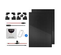VOLTANIC 240W Solar Panel Kit | 2PC 120W All-Black Monocrystalline, MPPT Controller | Ideal for 12V/24V Off-Grid Systems | Includes Cables & No-Drill ABS Motorhome/Narrowboat Mounts
