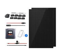 VOLTANIC 400W Solar Panel Kit | 2PC 200W All-Black Monocrystalline, MPPT Controller | Ideal for 12V/24V Off-Grid Systems in Motorhomes, Narrowboats, and Sheds | Includes Cables & Z-Brackets