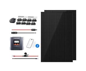 VOLTANIC 400W Solar Panel Kit | 2PC 200W All-Black Monocrystalline, MPPT Controller | Ideal for 12V/24V Off-Grid Systems in Motorhomes, Narrowboats, and Sheds | Includes Cables & Z-Brackets