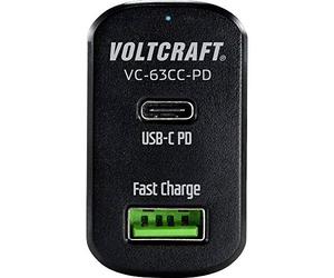 VOLTCRAFT CAS-63 VC-63CC-PD USB Charger Car Output Current (Max.) 3A 2x USB, USB-C® Socket USB Power Delivery (USB-P)