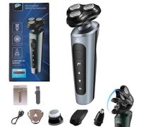 Voltgroom - Voltgroom Electric Shaver, Voltgroom Electric Razor, Four Interchangeable Attachments, Three Rotating Blades, Fully Washable, USB Rechargeable, for All Facial, Nose, Ear Hair (Blue)
