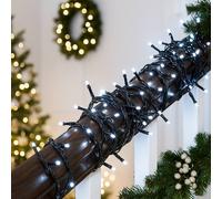 Voltico 100 LED Battery Operated Timer String Lights Dark Green Wire in Cool White | Size: 10m Voltico Cool White 10m