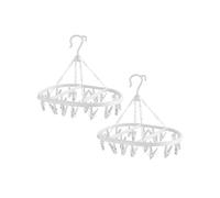 VOLTICO 2 Pack Air Dryer Hanger Drying Rack for Socks Peg Hanger with 20 Clips Plastic Clothes Hanging Rack for Indoor Outdoor Laundry Use (WHITE)