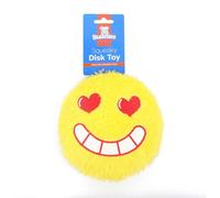 VOLTICO 2 Pack Plush Dog Toys with Squeaky Sound 16cm Soft Disk Design Assorted Colors and Fun Faces for Interactive Play (YELLOW)
