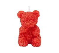 Voltico 2PK Teddy Bear Candle, Red Rose Scented Decorative Candle with Floral Detail, Wax Home Décor Gift, Romantic Accent for Bedroom or Living Room, 6.6cm