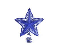 voltico 3D Tree Topper Star for Christmas Tree, Glitter Star Ornament in Gold Silver Red, 20x25cm Decorative Tree Top Stars with Spring Base Holiday Xmas Decoration for Home Party (Blue)