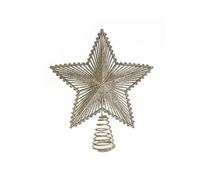 voltico 3D Tree Topper Star for Christmas Tree, Glitter Star Ornament in Gold Silver Red, 20x25cm Decorative Tree Top Stars with Spring Base Holiday Xmas Decoration for Home Party (Gold)