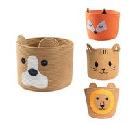 VOLTICO Animal Cotton Rope Toy Basket, 30x30cm Foldable Woven Baby Storage Basket,Kallax Compatible,Versatile Storage Boxes for Nursery Organization (DOG)
