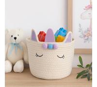 Voltico Animal Storage Basket Cotton Foldable Unicorn & Fox Organiser in White Voltico White