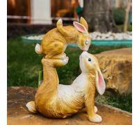 Voltico Easter Mother & Baby Hare Garden Ornament 33cm Spring Bunny Decor in Light Brown | Size: 1 Pack Voltico Light Brown 1 Pack