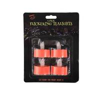 VOLTICO Flickering Tealight 4PK Halloween Orange LED Tealights with On/Off Switch Batteries Included Indoor Party and Home Decoration