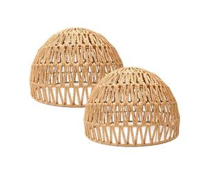 Voltico Jute Rope Ceiling Lampshade Natural Woven Pendant Shade 28cm (2) | Boho Style,Hand Woven Jute,Living Room Bedroom Kitchen,Easy E27 Fit,Natural Home Decor