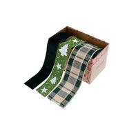 Voltico Mixed Christmas Wrapping Ribbon Set 3 Pack Gift Wrapping&Craft Ribbon for Xmas Decoration,Wreath Making,Bows,DIY Projects-Red&Green Premium Wired Ribbons 2-3M Each (Green Ribbon Design A)