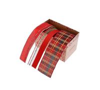 Voltico Mixed Christmas Wrapping Ribbon Set 3 Pack Gift Wrapping&Craft Ribbon for Xmas Decoration,Wreath Making,Bows,DIY Projects-Red&Green Premium Wired Ribbons 2-3M Each (Red Ribbon)