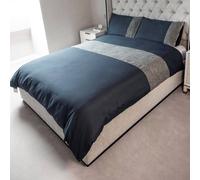 Voltico Natural Jacquard Duvet Cover Set - Cream, Linen & Navy | Single - King | Size: Double Voltico Navy Double