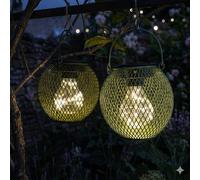 Voltico Set of 2 Solar Mesh Garden Lanterns - Dark & Light Green Glow | Size: 2 Pack Voltico Green 2 Pack