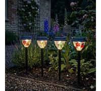 Voltico Set of 4 Handpainted Solar Garden Lights - Decorative Glow Set | Size: 4 Pack Voltico Multicolor 4 Pack